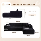 L-Shaped 3-Seater Modular Sofa, No Assembly, Upholstered in Corduroy Fabric – CloudFlex™