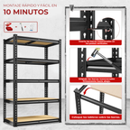 Estantería Metálica Ajustable de 5 Niveles (hasta 915 kg) para Garaje, Cocina y Depósito — FlexiRack™